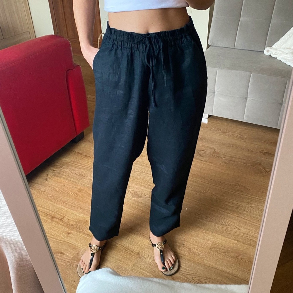 LANDS’ END BLACK HIGH RISE LINEN PANTS 🖤